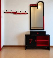 Vintage Garderoben-Set mit Spiegel, Kästchen und Hakenleiste