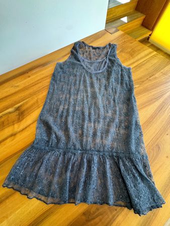 NILE blaugraues Damen Kleid Mesh, transparent Gr. XL Top