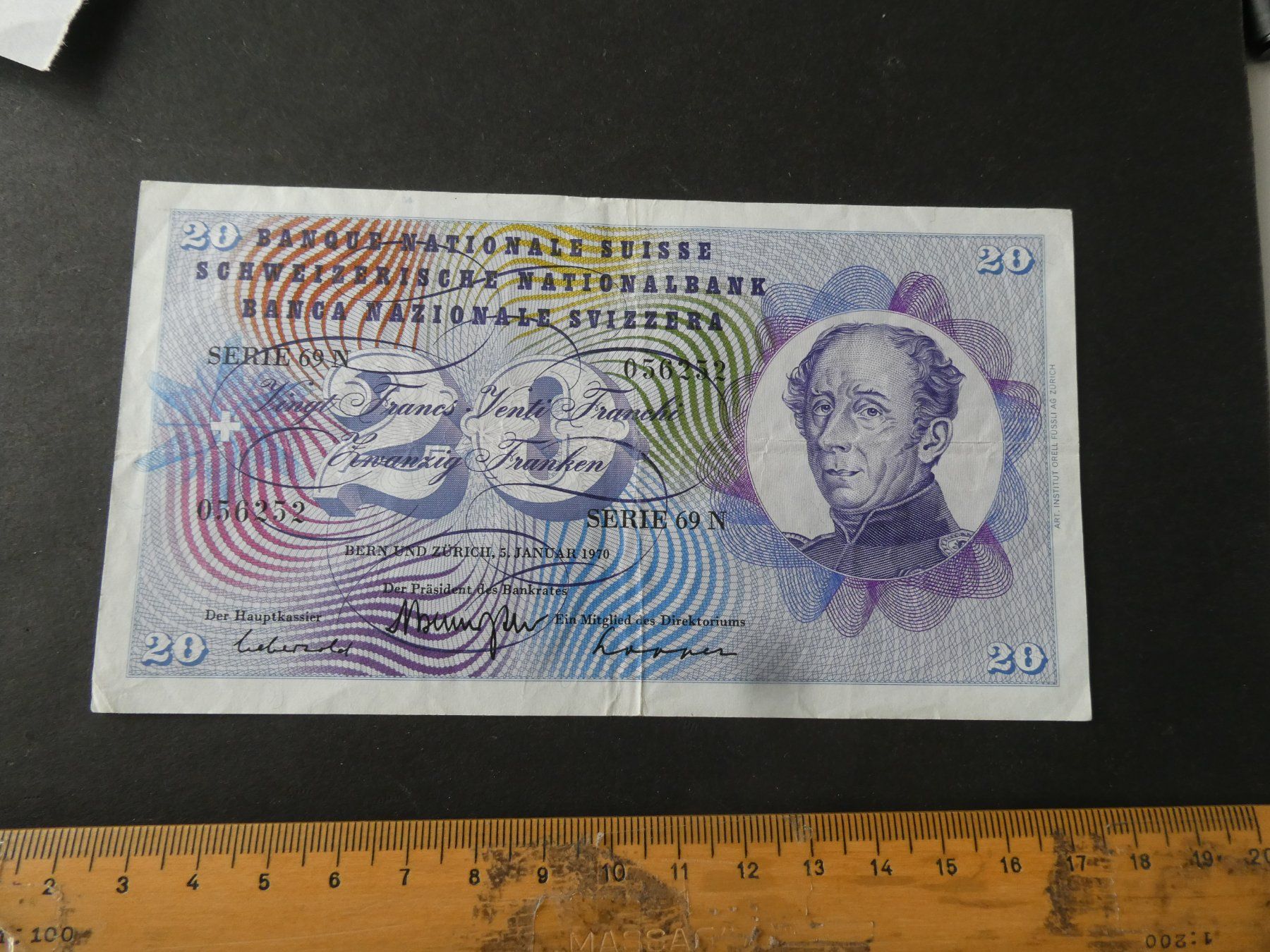 Banconote: Schweiz 1970, 20 Franken – Usato da Hinterforst venduto da Rohusri