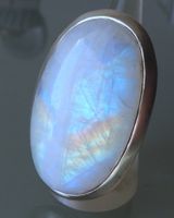 Großer Silber 925 Rainbow Moonstone Fingerring Gr. 58
