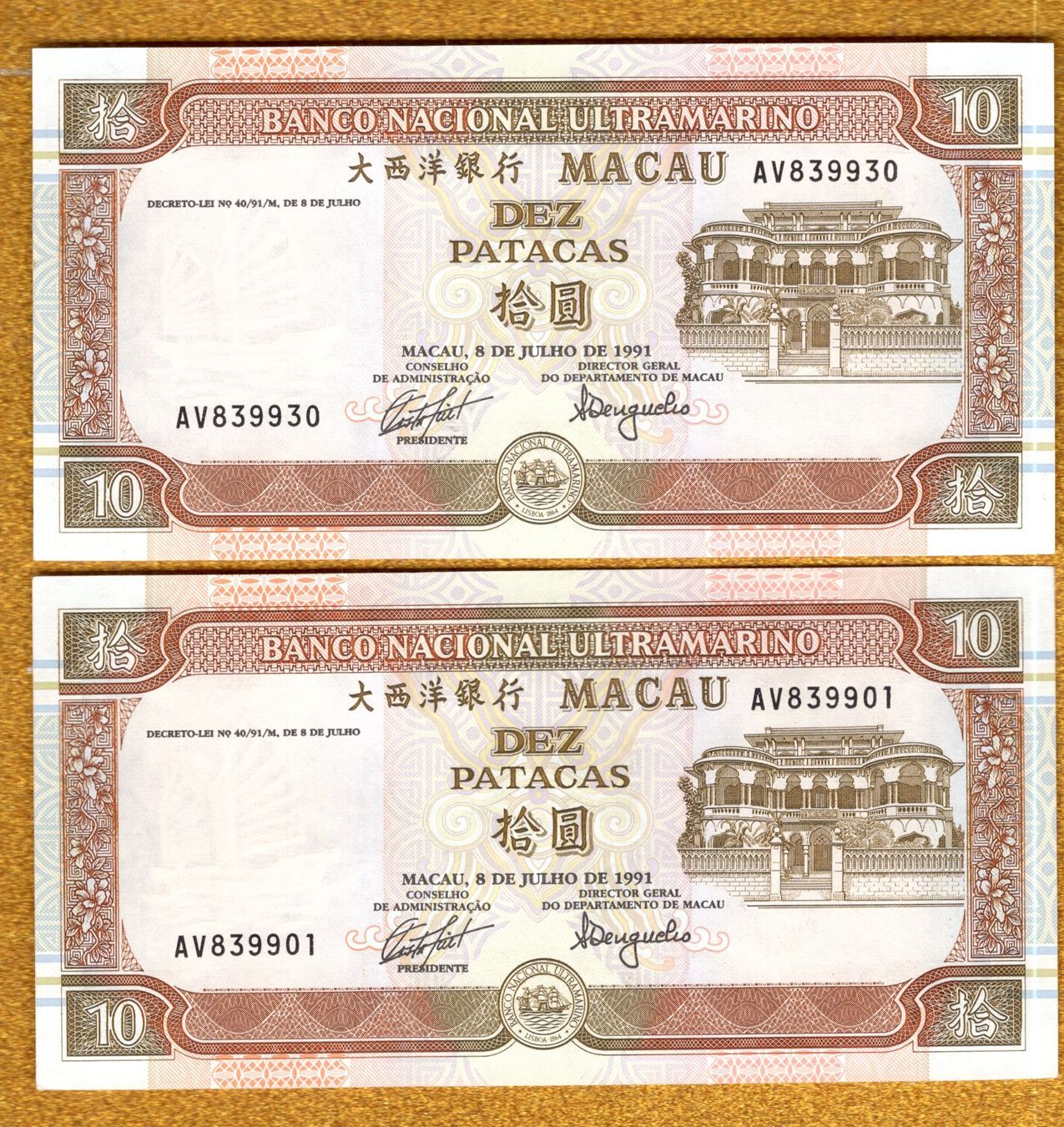 Banknoten: Macau noten 2 stück UNC – Neu (gemäss Beschreibung) aus Leibstadt von baroc333