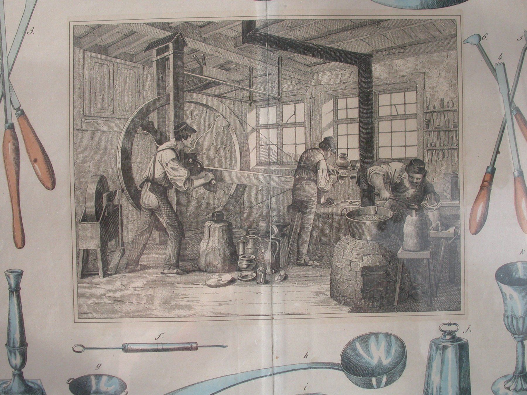 Grafica & Litografie: Farblithographie 1843 "Die Zinngiesser" – Usato da Zürich venduto da Marcel6887 2