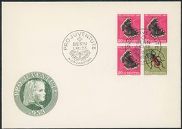 1953 - Pro Juventute - Zusammenhängende - Viererblock FDC ET
