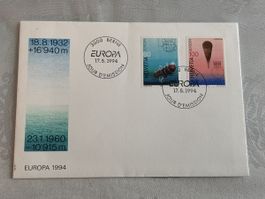 Schweiz Briefmarke Sonderstempel Ballonfahrt Europa 1994 Top