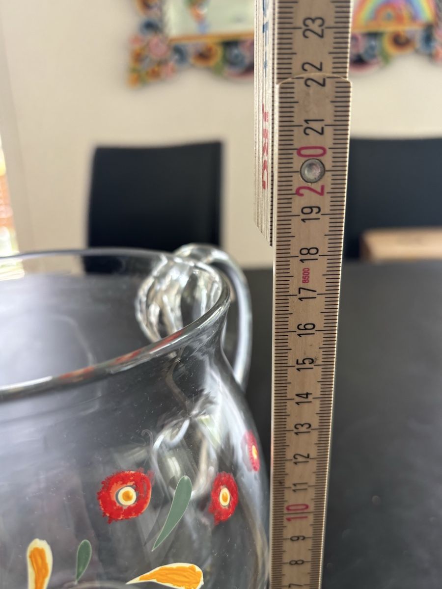 Caraffe: Handbemalter Glaskrug mit Blumenmuster, Frühlingsdeko – Usato da Wintersingen venduto da Symphoricarpos 7