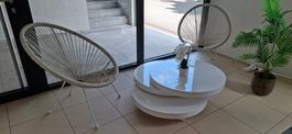 2 Balkon Sessel mit Tisch Drehbar