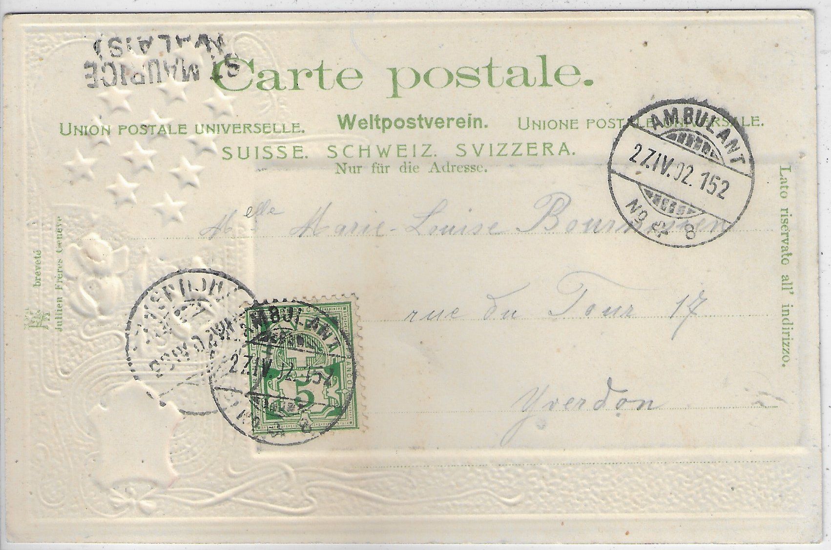 Cartoline postali: Pont de St. Maurice - Präge-Karte – Usato da Ettingen venduto da Kartenplanet 1