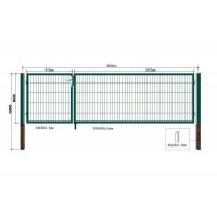 16151 - LOGI Doppelflügel Gartentor 80x350cm Grün