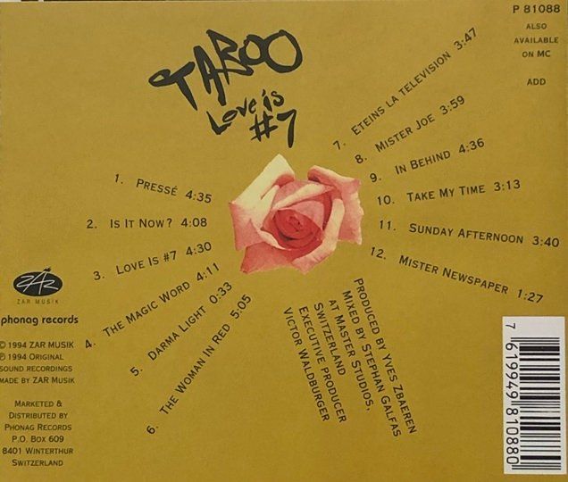 CD: Taboo - Love is #7 – Usato da Grüningen venduto da azulgris 1
