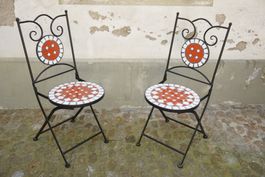 2x Herzige Gartenstühle Mosaik Tectake klappbar Metall/Stein
