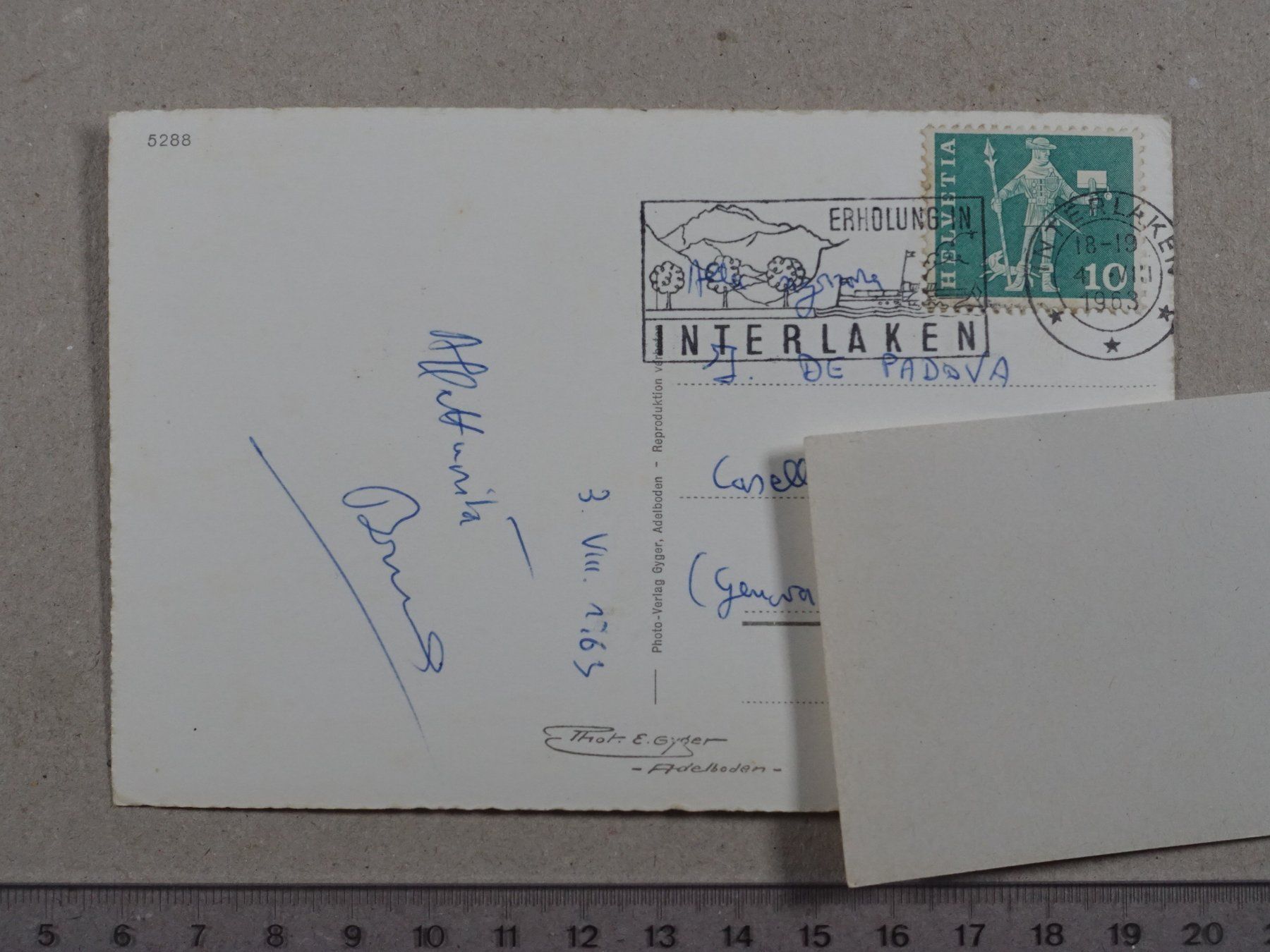 Cartoline postali: Interlaken, 1963 – Usato da Lenzburg venduto da fh1 1