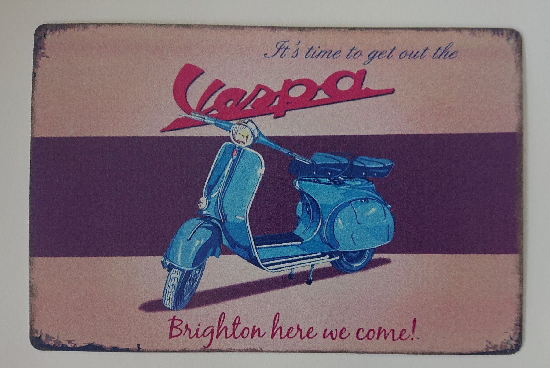 Schilder: Plaque en métal vintage oldtimer Vespa – Neu und originalverpackt aus St-Léonard von wric48