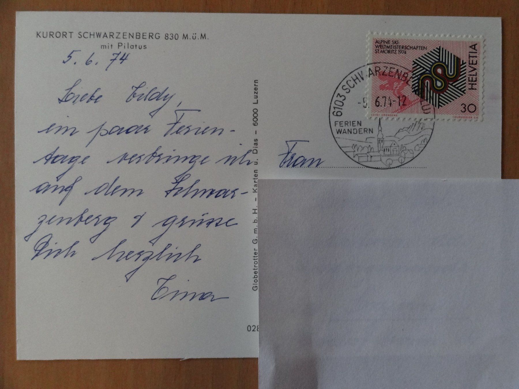 Cartoline postali: Schwarzenberg - LU - 1974 – Usato da St Léonard venduto da Riglin 1