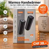 Warmco Handwärmer 2er-Set – 6000 mAh – Wiederaufladbar – NEU