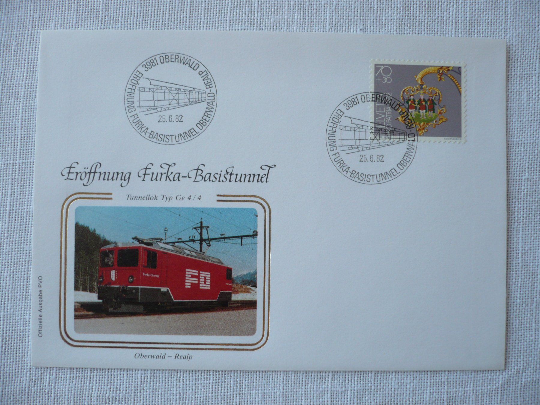 Alle Briefmarken: 1982 Eröffnung Furka-Basistunnel, Oberwald – Gebraucht aus Zürich von saltandpepper008