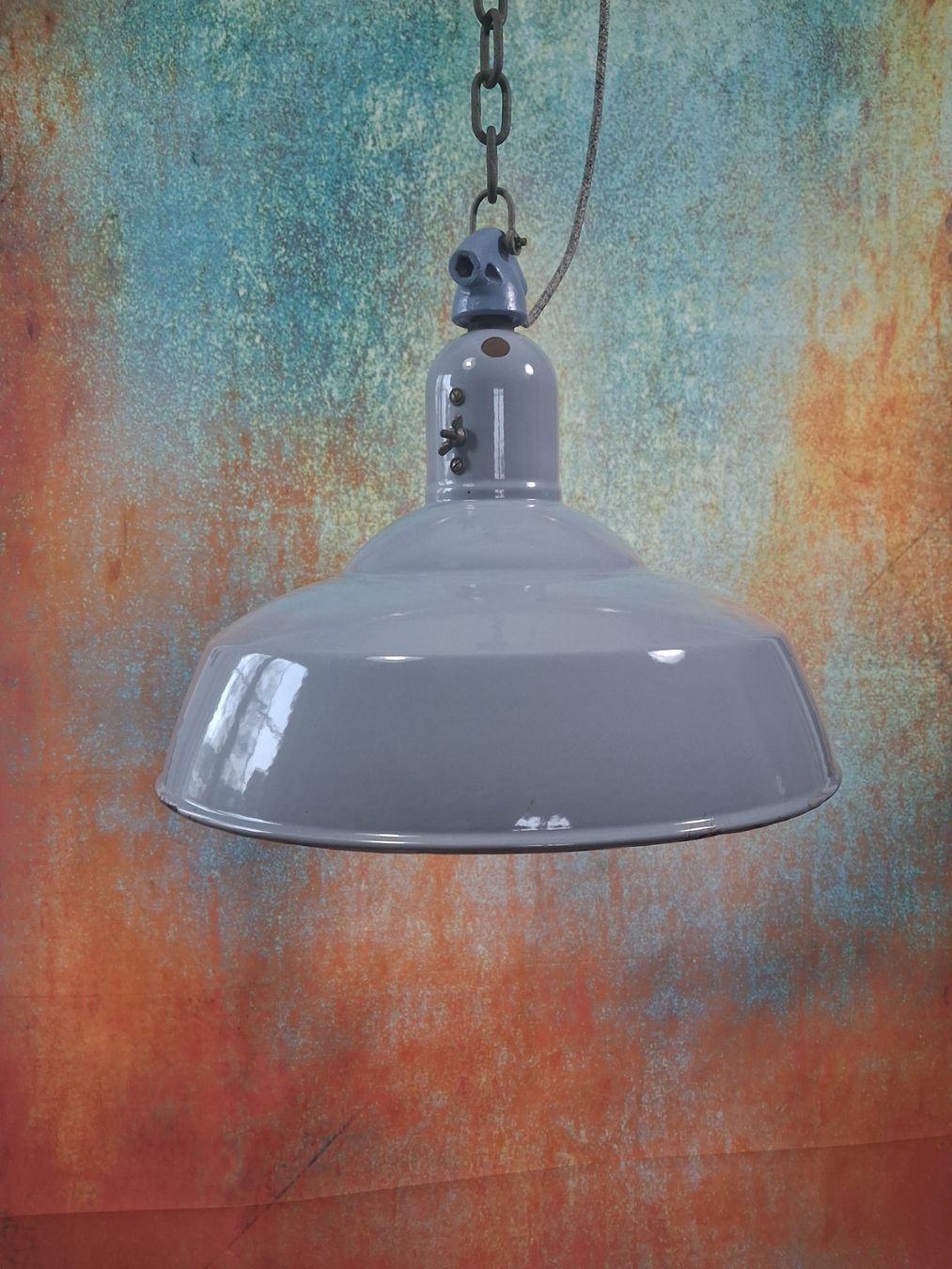 Bag Turgi Lampade: Restaurierte Emaille Industrie Lampe BAG Turgi – Usato da Winterthur venduto da lampenretter 1