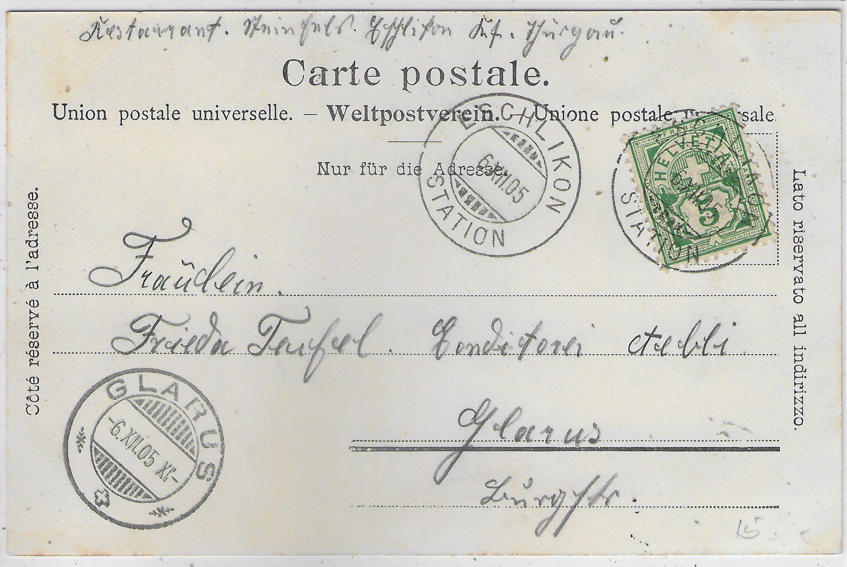 Cartoline postali: Gruss aus Eschlikon 1905 – Usato da Ettingen venduto da Kartenplanet 1