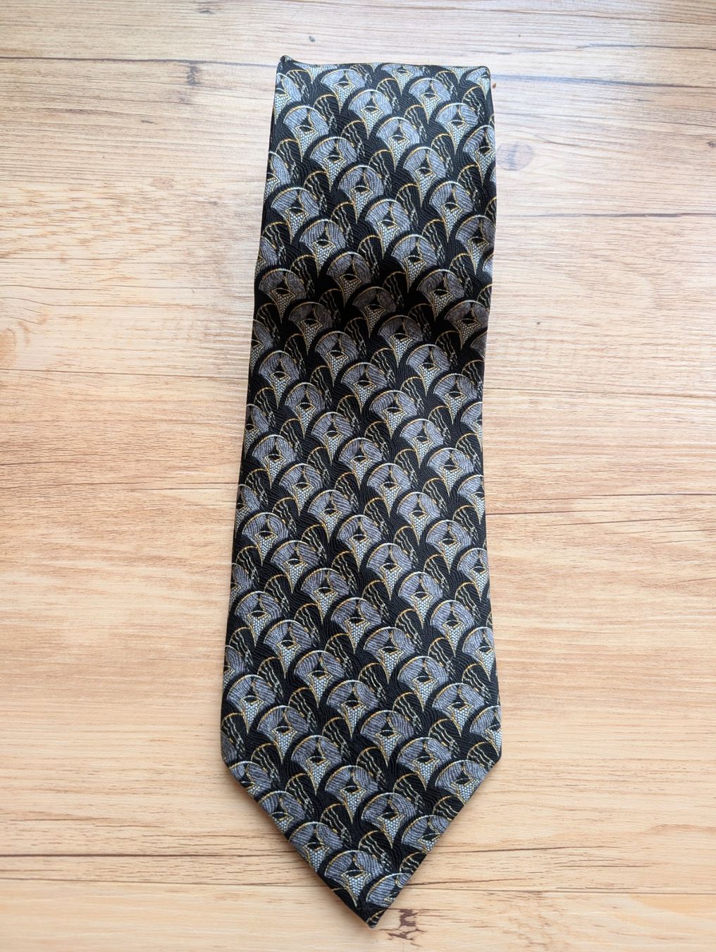 Cravatte: Seidenkrawatte, schwarz gemustert, Seide / Navy Navy – Usato da Pfyn venduto da Magra02