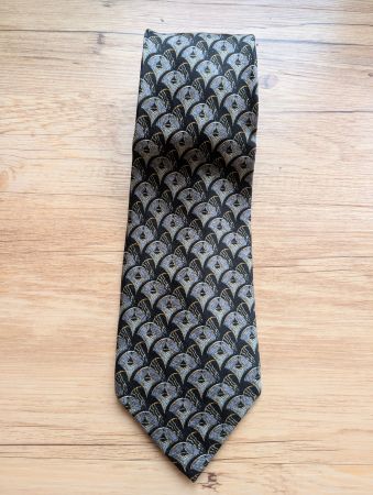 Seidenkrawatte, schwarz gemustert, Seide / Navy Navy