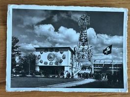 🕰️ 🇨🇭 Original Postkarte Landi 1939 Zürich: Uhrenpavillon