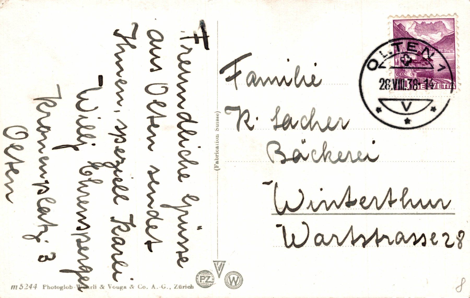 Ansichtskarten: Olten. Stadtturm, Stadtkirche – Gebraucht aus Bronschhofen von Astore 1