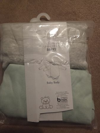 Baby Body Gr 86/92 neu, 2er Pack, mint/grau, 12-24 Mon.