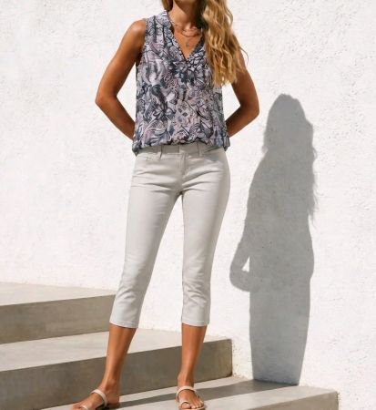 SISLEY Sommer-Set 2-teilig – Bluse & Capri-Hose – Gr. S