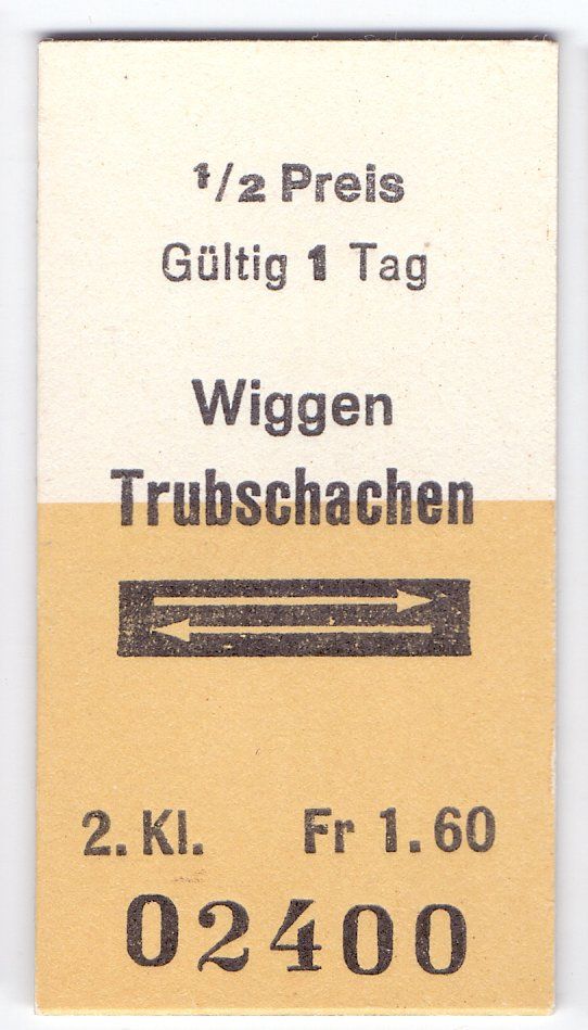 Biglietti: Billette Wiggen - Trubschachen – Usato da Langenthal venduto da Sammlungs_aus