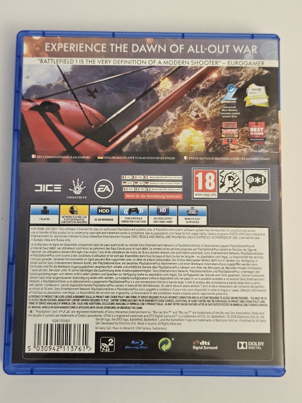 Sony Giochi: Battlefield 1 - PS4 - Playstation Game – Usato da Oberdorf BL venduto da BaldenEagle 4