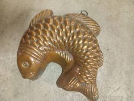 Kupferform Fisch Form Gebäckform antik Patina 40cm