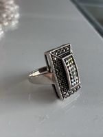Ring Silber mit Markasit im Art deco Stil 