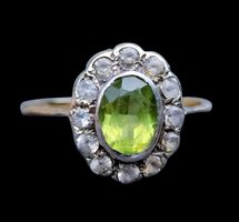 Sale!Antiker Peridot Bicolor Ring mit Topaz✨Gold vergoldet