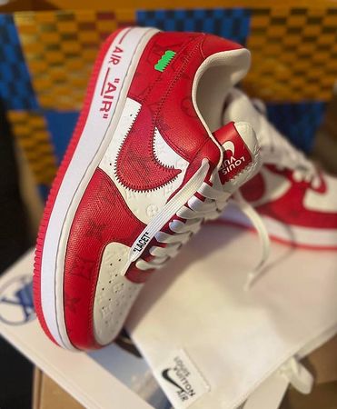 Louis Vuitton Nike Air Force 1 Low By Virgil Abloh White Red