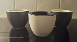 3er Set kleine Blumentöpfe schwarz/weiss