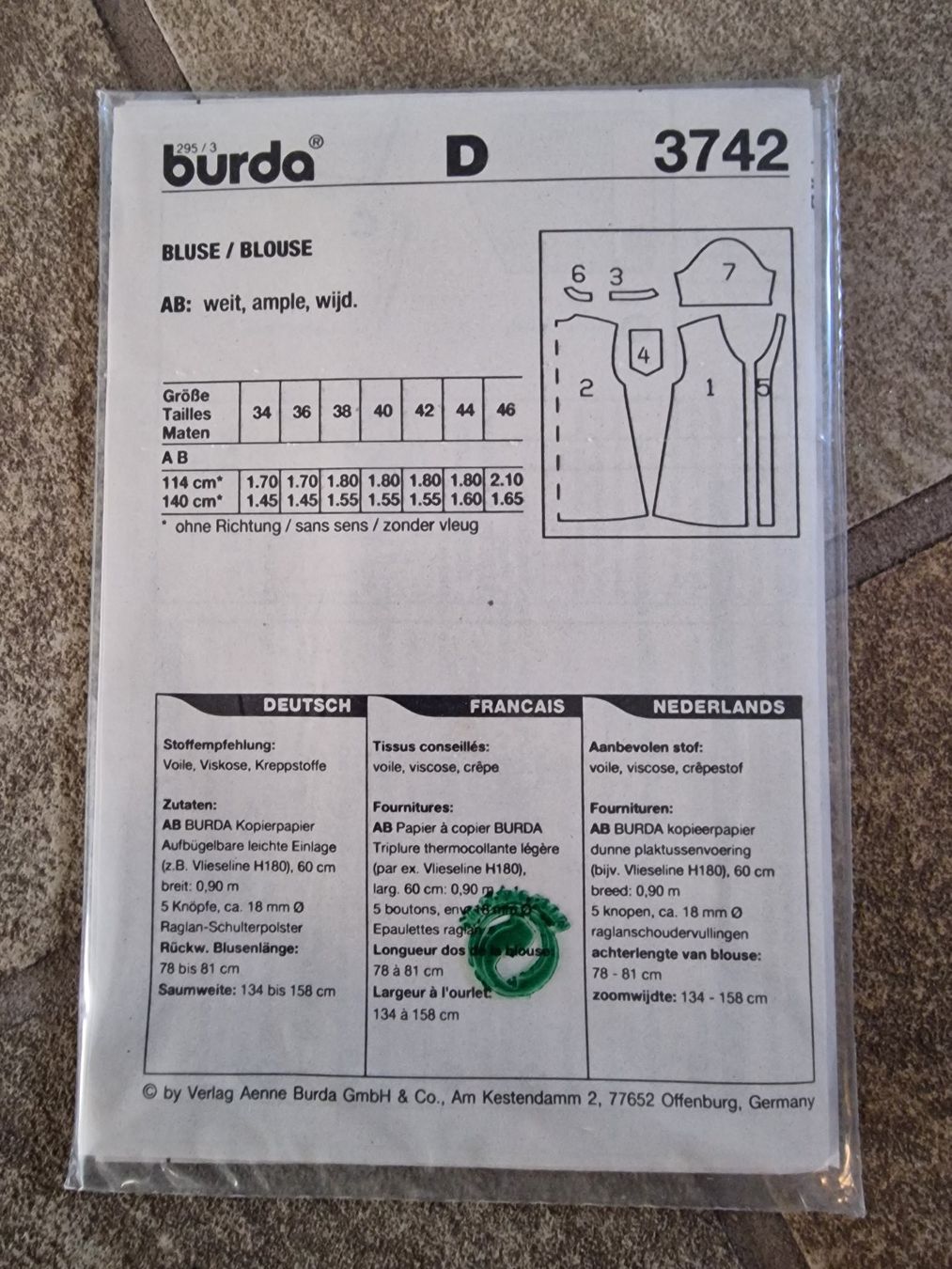 Patrons: Burda Schnittmuster Damen-Bluse – Neuf avec emballage d'origine à Wangen ZH par SIBIRO 1