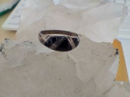 RING SILBER 925 MIT SCHWARZER MUSTERUNG