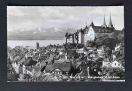 AK Neuchatel Vue générale et les Alpes