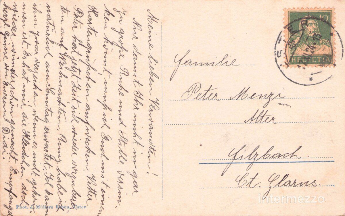 Ansichtskarten: Uster ZH // 1924 Bahnhofplatz Hotel Krone – Gebraucht aus Basel von intermezzo12 1