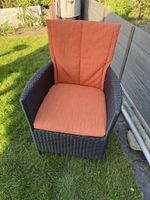 6 Hunn-Gartenstühle aus Rattan mit Kissen, Gestell Aluminium