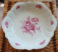 Rosenthal Schale Elfenbein mit rosa Rosen und Goldrand