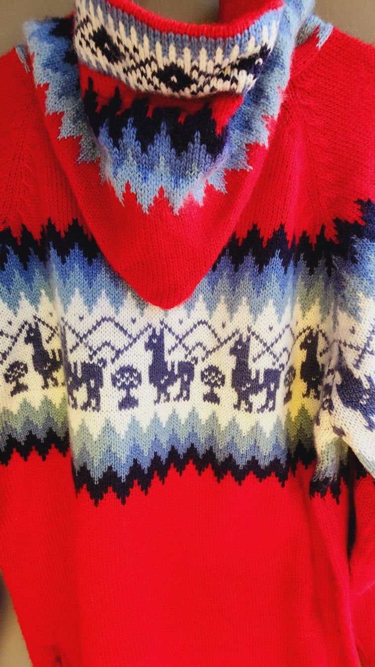 Maglioni & Felpe: wunderschöner Alpaka Pullover Gr.L, Farbe Rot,, Blau, NEU! – Nuovo (secondo la descrizione) da Lima- Peru venduto da Alpaka-Haus 3