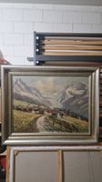 Gemälde Alpenlandschaft mit Dorf Signatur E. Janin 