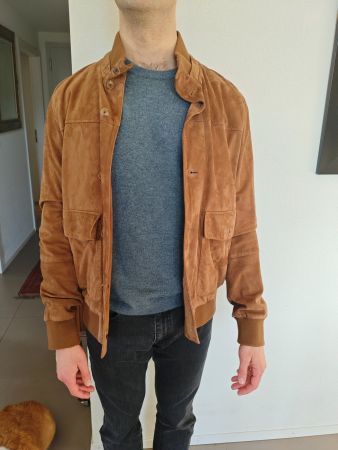 Façonnable goastkin leather suede jacket