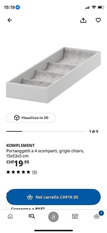 Ikea Armadi: KOMPLEMENT IKEA PAX 15 x 53 x 5 cm – Usato da Zürich venduto da jasisl