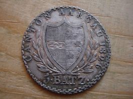 (K1) Aargau 5 Batzen 1826 VZ-UNZ