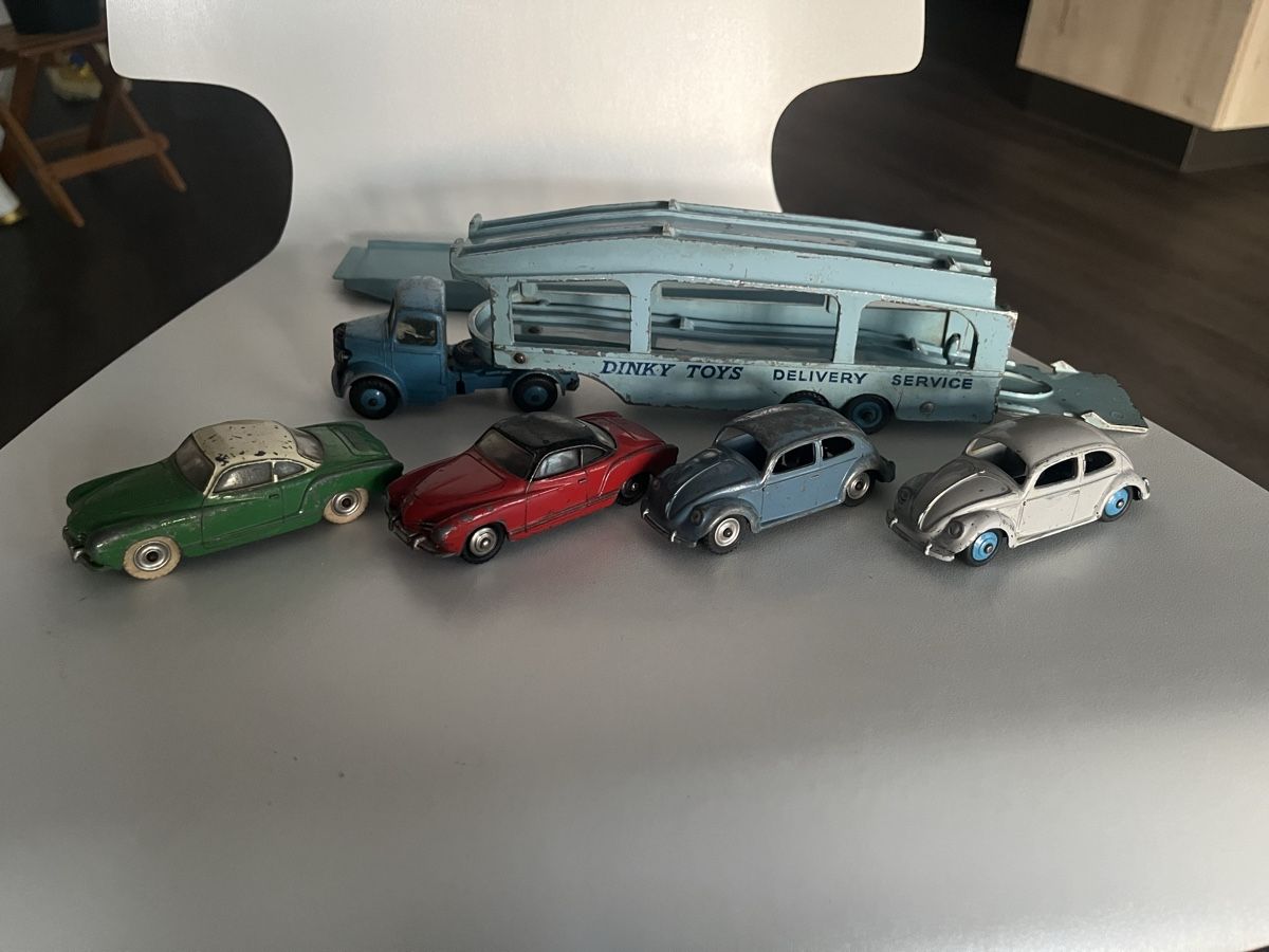 Dinky Toys Modellini d'auto: Dinky Toys VW Transport Käfer Karmann Ghia Pullmore – Usato da Tafers venduto da Hansi-44 4