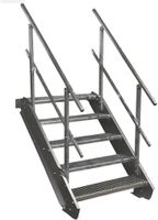 Stahltreppe 5 Stufen B140cm + Geländer