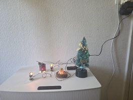 Weihnachtsdeko Set mit Mini-Tannenbaum und Beleuchtung