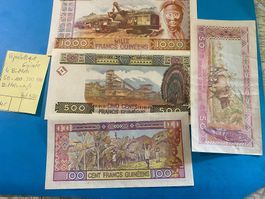 REPUBLIQUE DE GUINEE : 4 BILLETS 50-100-500-1000 FRANCS NEUF