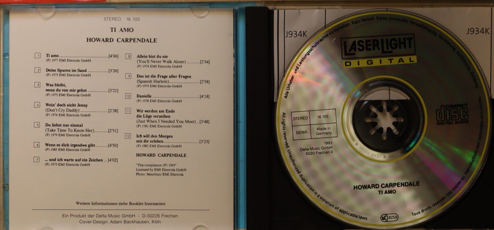 CD: Howard Carpendale  - Ti Amo – Usato da Luzern venduto da CONTENTI 1